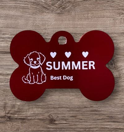 Red Metallic Dog Tag - Personalize with Your Dog's Name!