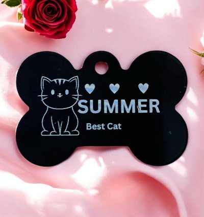 Black Cat Tags - Sleek, Customizable, and Durable Identification