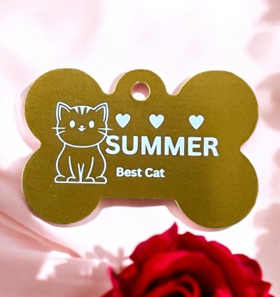 Gold Metallic Cat Tag - Luxurious, Customizable, and Durable