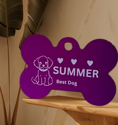 Purple Metallic Dog Tag - Vibrant, Customizable, and Durable