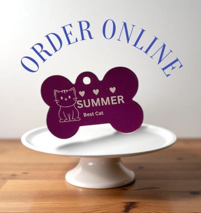 Purple Cat Metal Tags - Regal, Customizable, and Durable