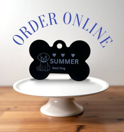 Black Dog Metal Tag - Sleek, Customizable, and Durable