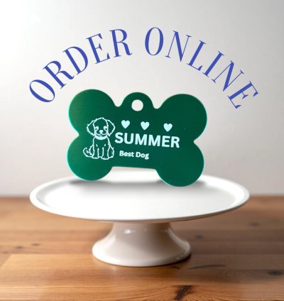 Green Dog Metallic Tags - Vibrant, Customizable, and Durable